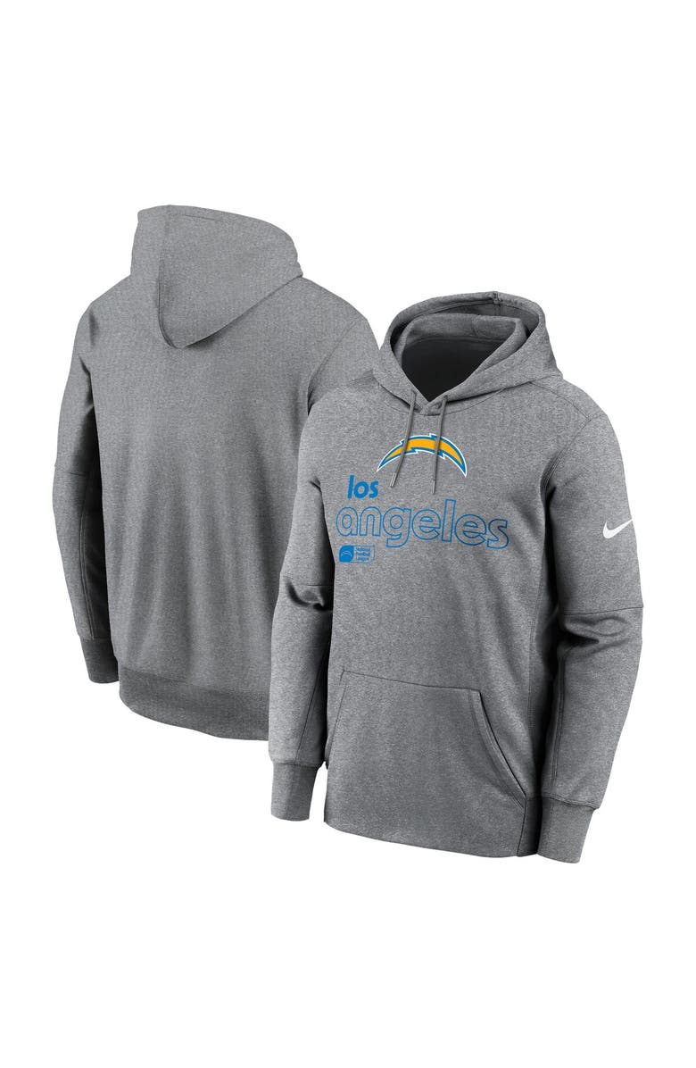Nike Men's Nike Heather Gray Los Angeles Chargers Performance Pullover Hoodie, Main, color, 