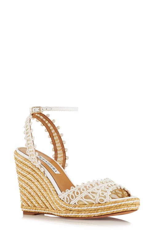 Aquazzura Round Toe Wedges Ankle Strap In White