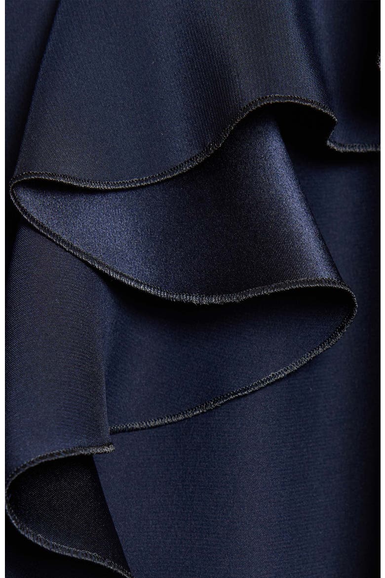 Mandy Ruffled Faux Wrap Silk Midi Dress, Alternate, color, MIDNIGHT
