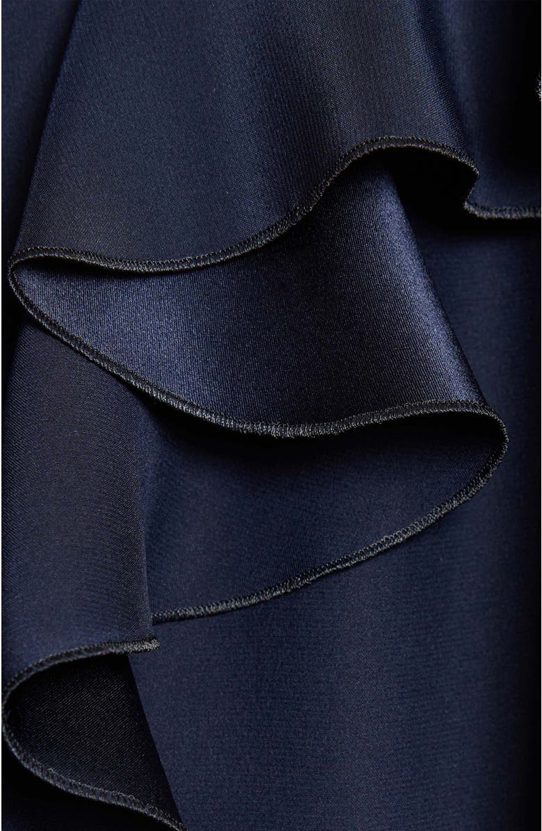 Santorelli Mandy Ruffled Faux Wrap Silk Midi Dress, Alternate, color, Midnight