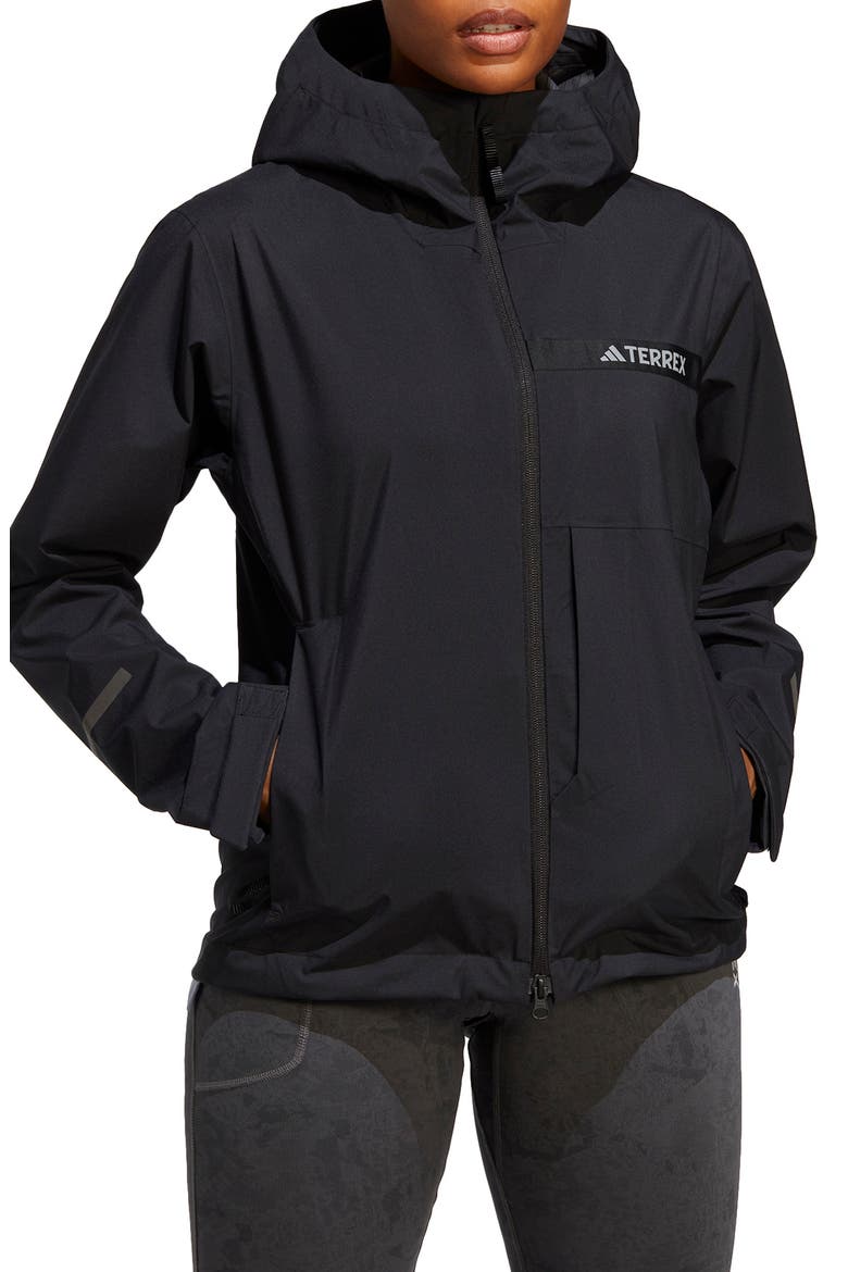 Terrex Multi RAIN.RDY Waterproof Hooded Rain Jacket, Main, color, BLACK