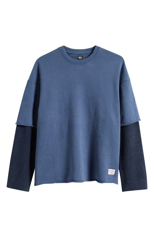 Bdg Urban Outfitters Oversize Layered Sleeve Cotton Crewneck Sweatshirt In Blue