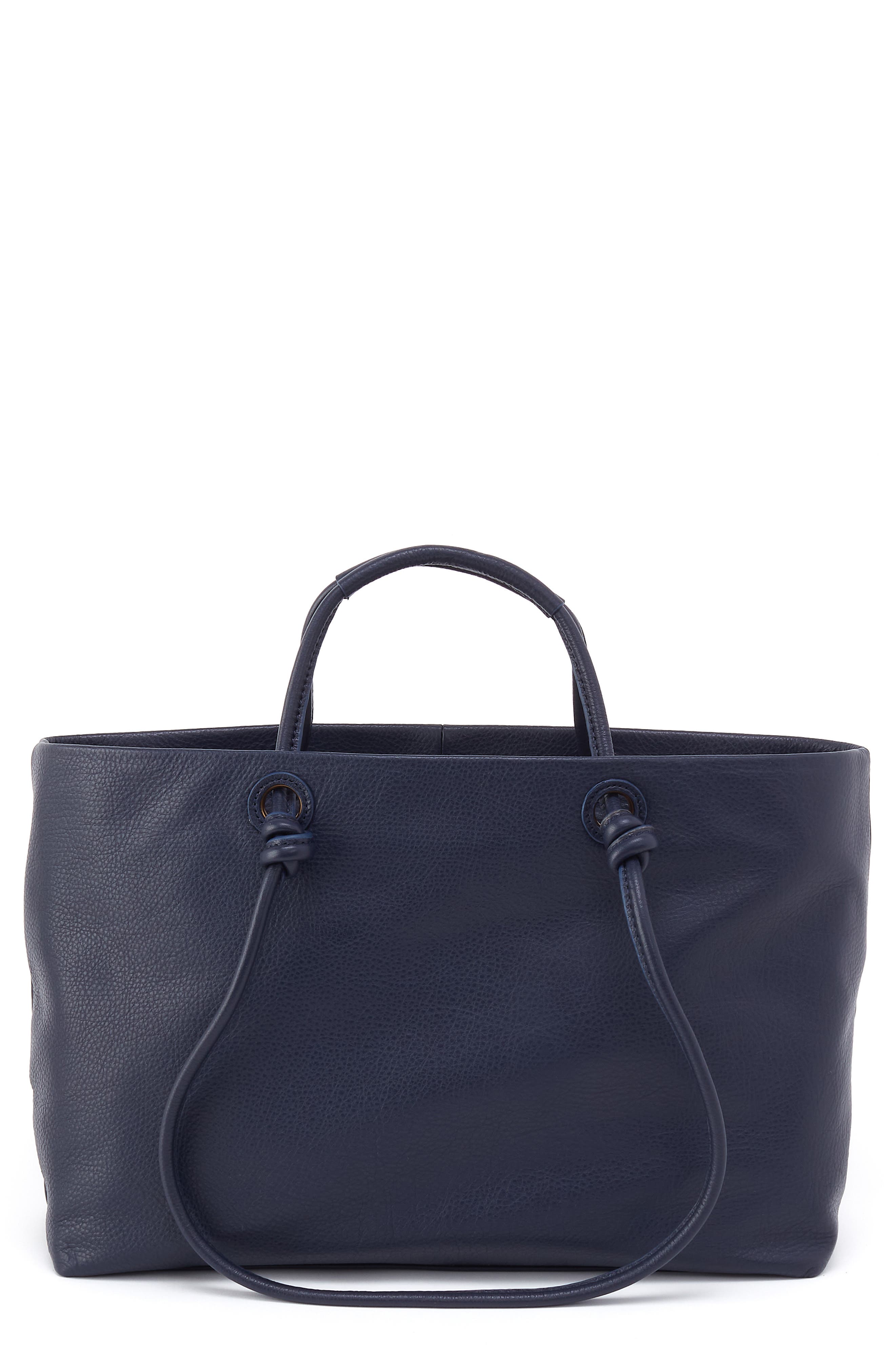 Softie Leather Tote, Main, color, INK NAVY