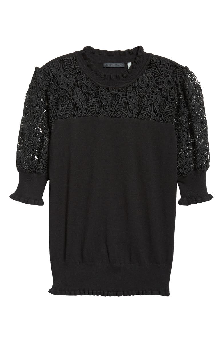 Elie Tahari The Felicity Lace Panel Sweater, Alternate, color,