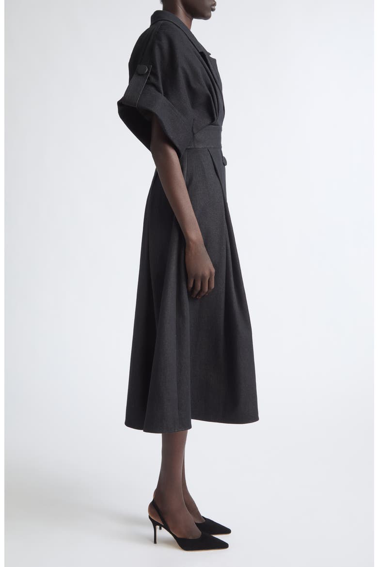 Cotton Midi Shirtdress, Alternate, color, BLACK
