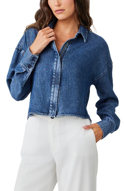 Oversize Crop Denim Shirt Jacket