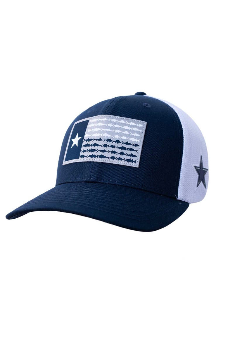 Men's Columbia Navy Dallas Cowboys Fish Flag Texas Flex Hat, Alternate, color, Navy