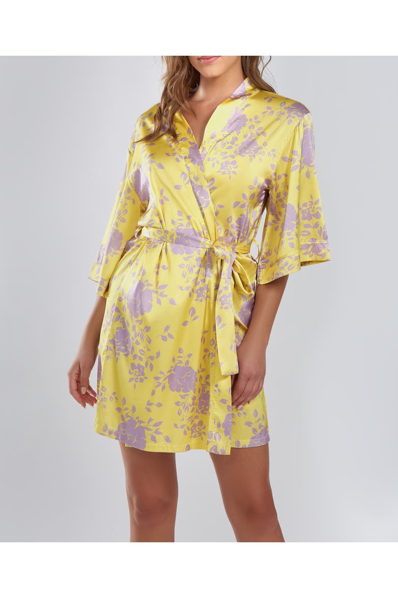 Floral Printed Satin Robe, Main, color, Yellow-Purple