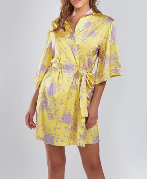 Floral Printed Satin Robe