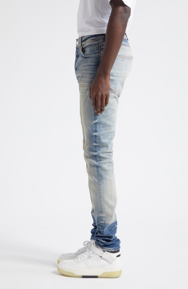 AMIRI Bandana Core Logo Distressed Stretch Denim Jeans, Alternate, color, 