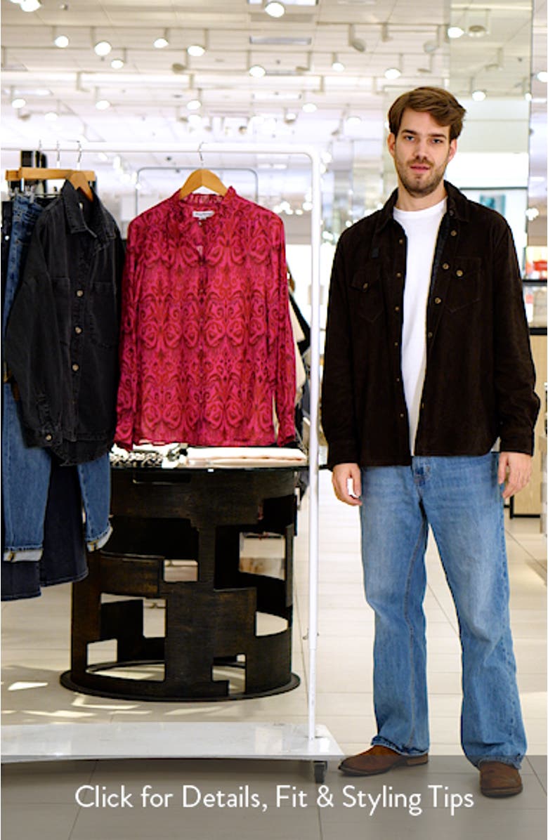 Seaside Ikat Ruffle Neck Shirt, sales video thumbnail