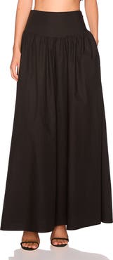 Susana Monaco Drop Waist Cotton Poplin Maxi Skirt