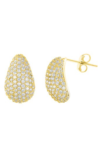 Adornia 14k Plated Teardrop Pave Earrings In Gold
