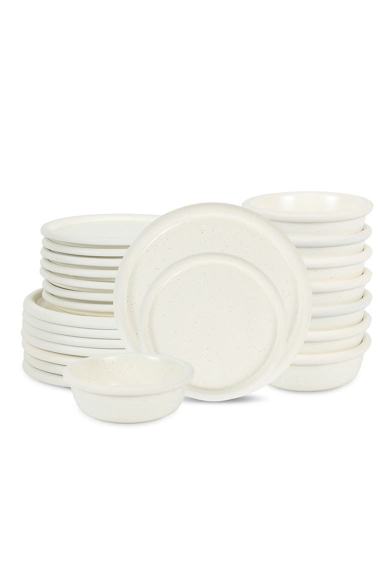 Capri Stoneware 24-Piece Dinnerware Set, Main, color, White