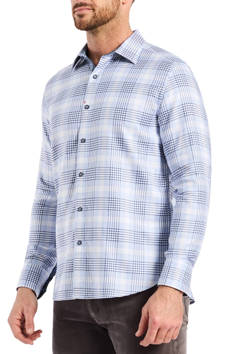 Robert Graham Delford Plaid Cotton Button-Up Shirt, Alternate, color, Navy