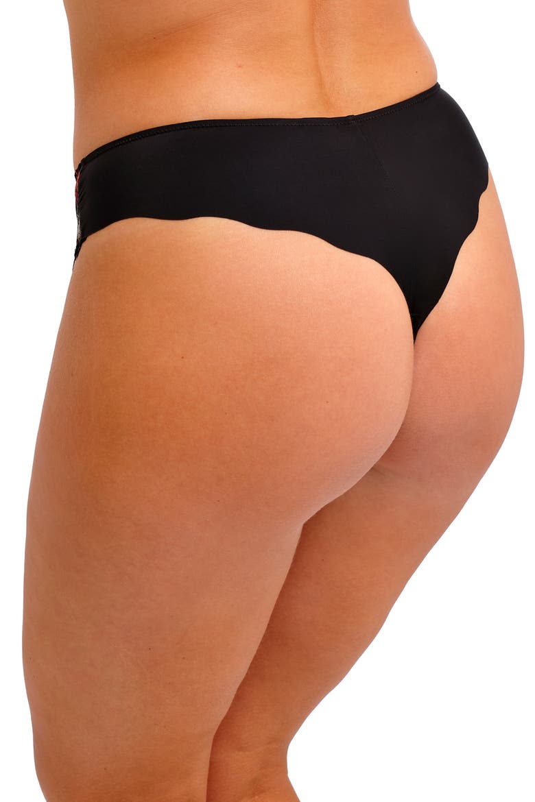 Magdalena Lace Trim Thong, Alternate, color, NOIR