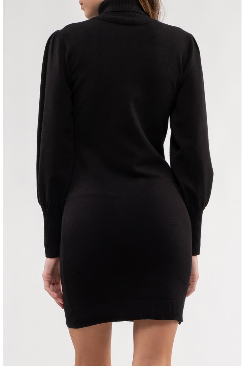 Balloon Sleeve Sweater Dress, Alternate, color, BLACK