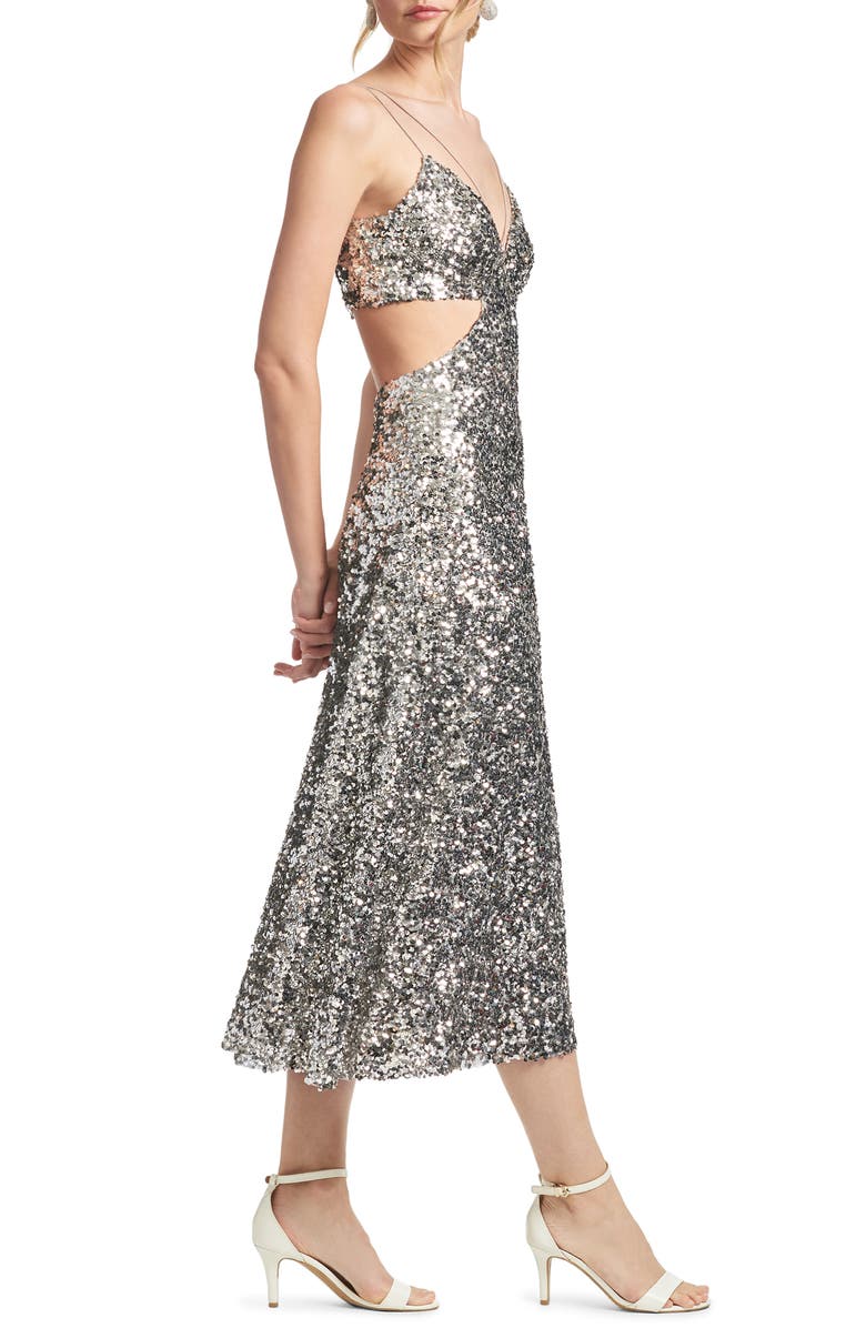 Sachin & Babi Roux Sequin Cutout Midi Dress, Alternate, color,