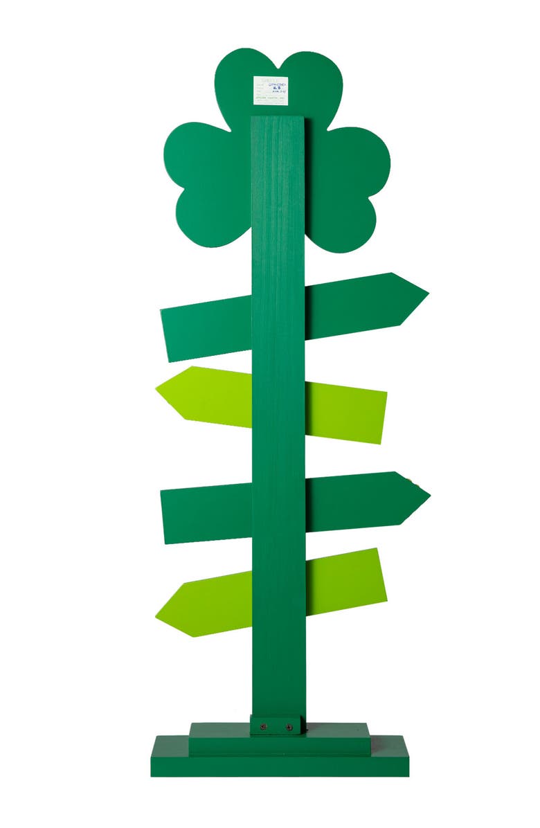 Glitzhome St. Patrick's Wood Shamrock Word Sign Porch Decor, Alternate, color, Green