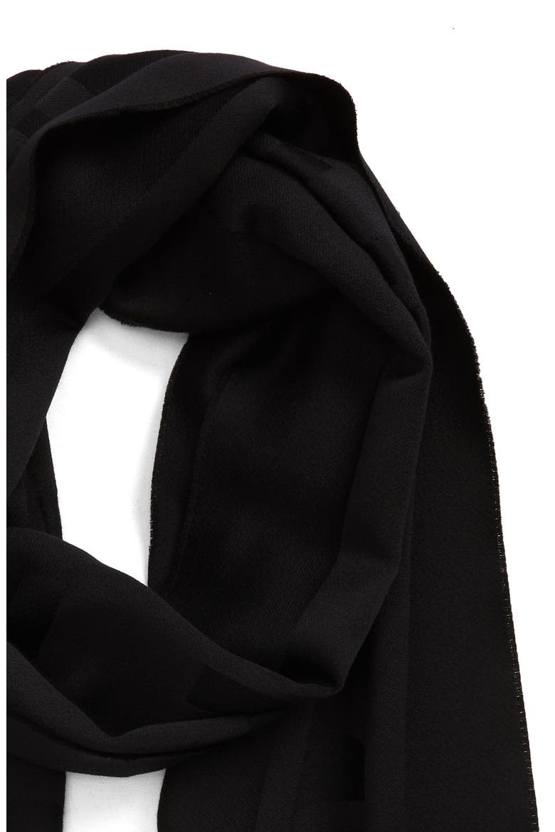 Logo Jacquard Wool Fringe Scarf, Alternate, color, BLACK