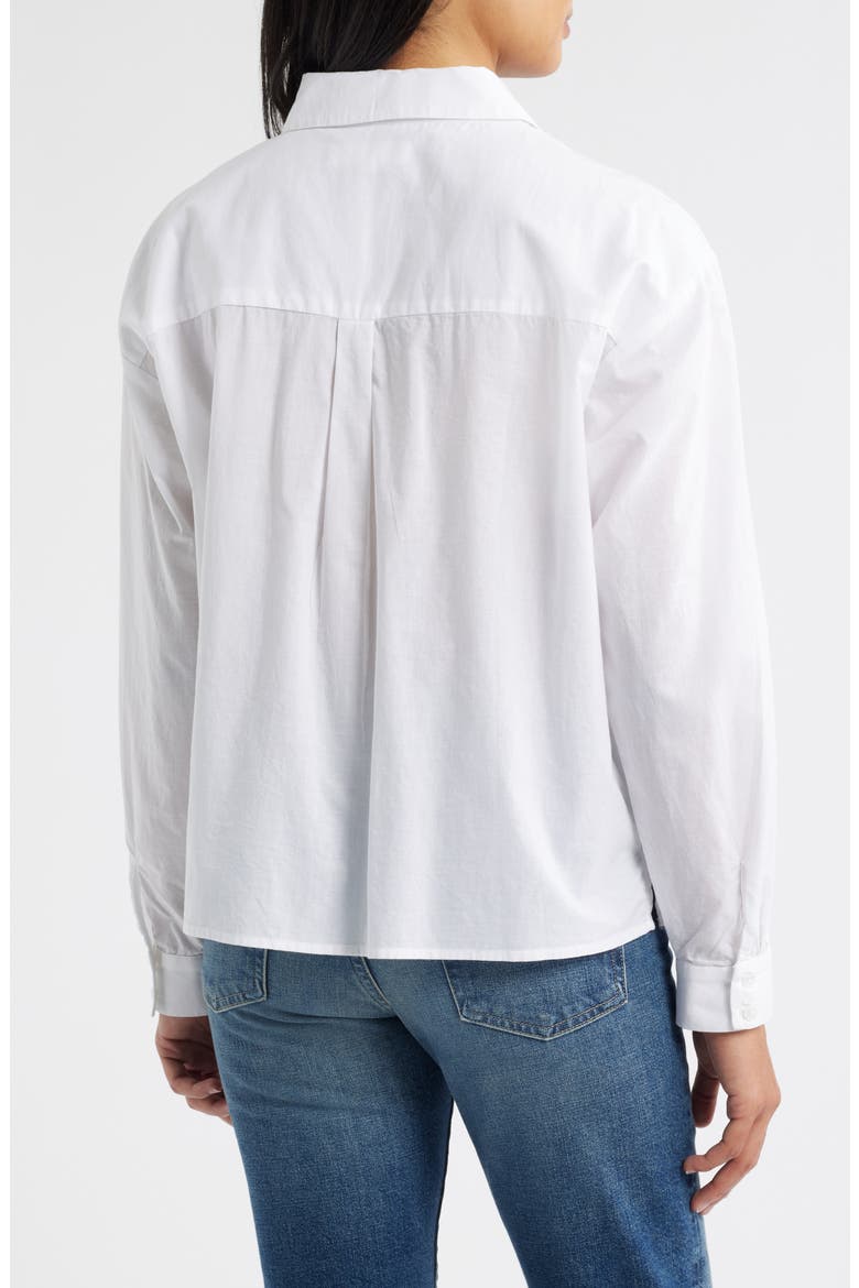 Embroidered Cotton Button-Up Shirt, Alternate, color, ULTRA WHITE