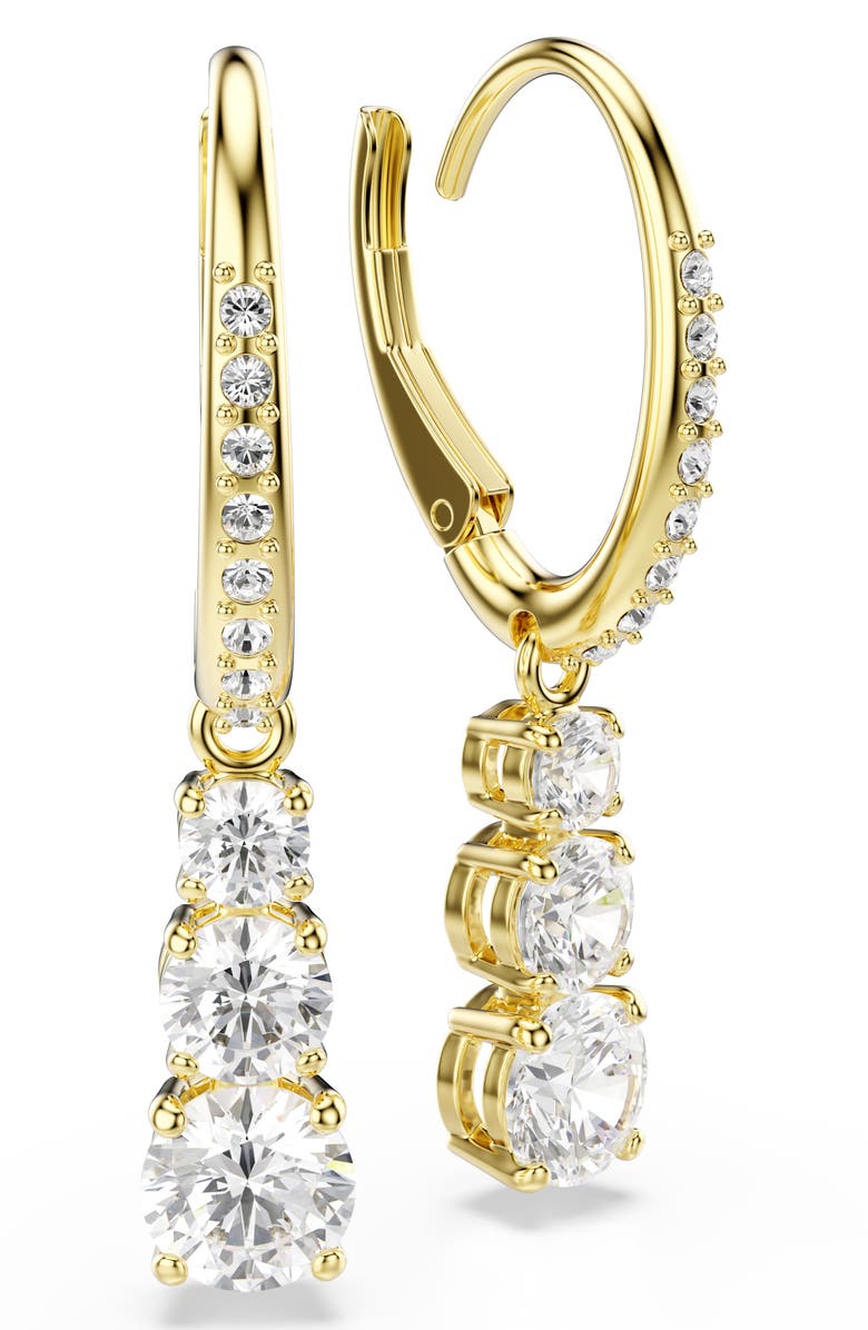 Swarovski Stilla Attract Drop Earrings, Alternate, color, Gold/ White