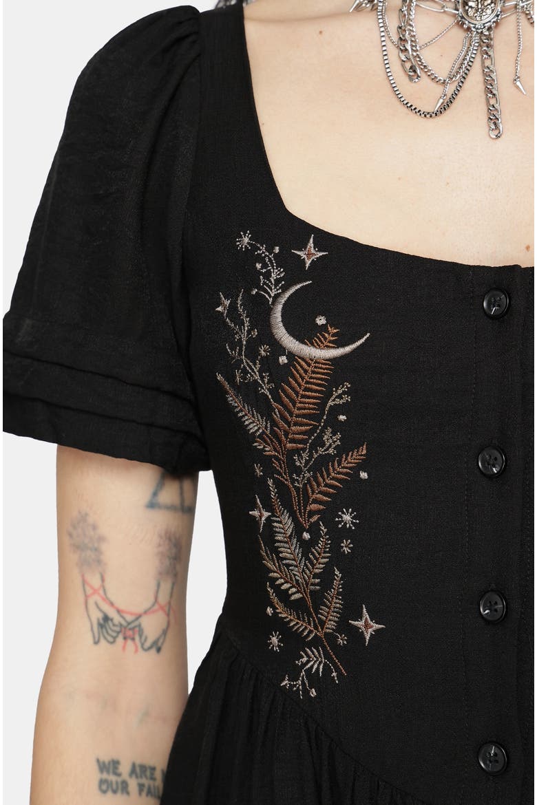 Abellona Embroidered Midi Dress, Alternate, color, Black
