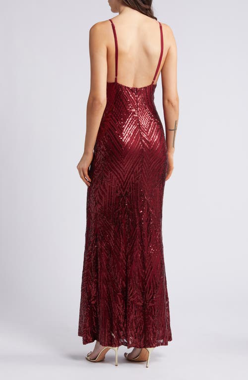 Lulus Ever So Elegant Sequin Sheath Gown In Burgundy