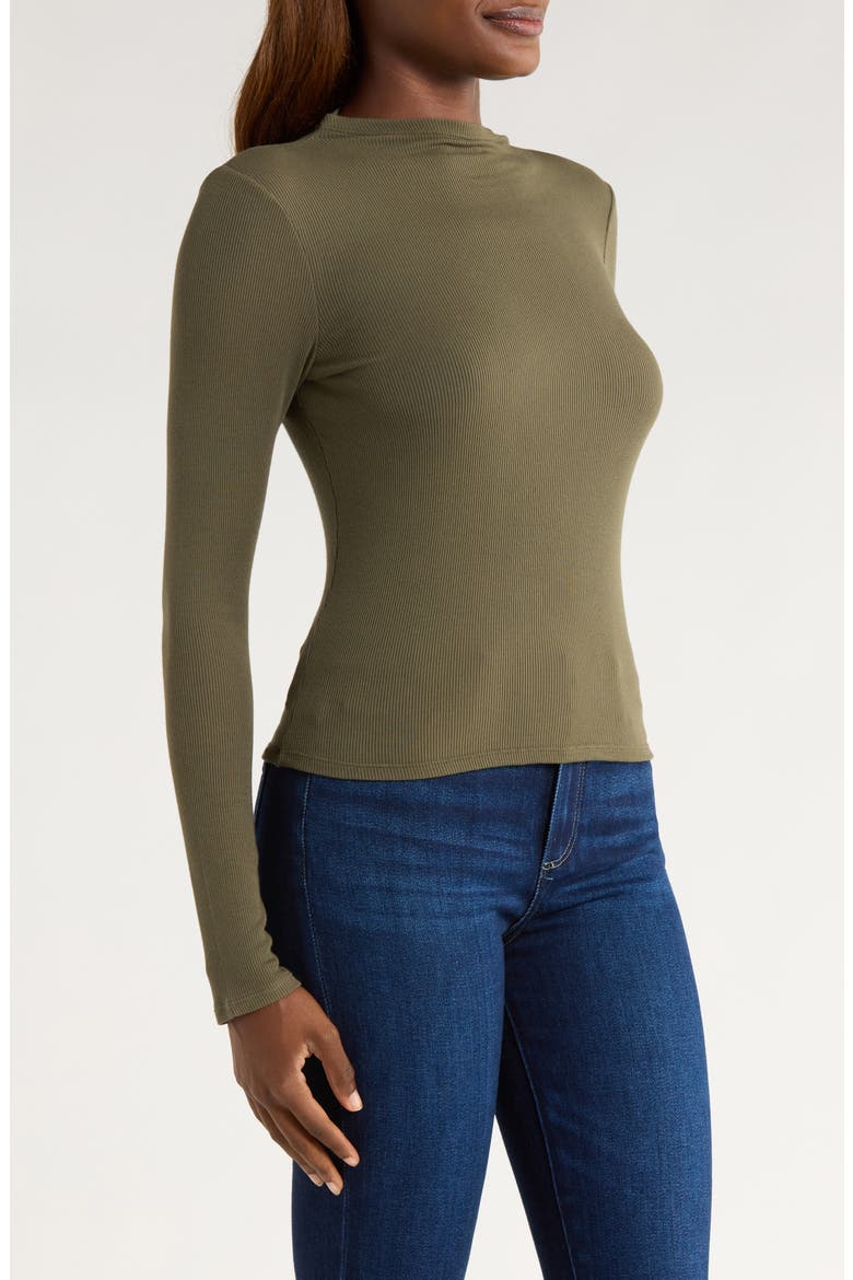 Henrietta Long Sleeve Rib Top, Alternate, color, DARK ARMY