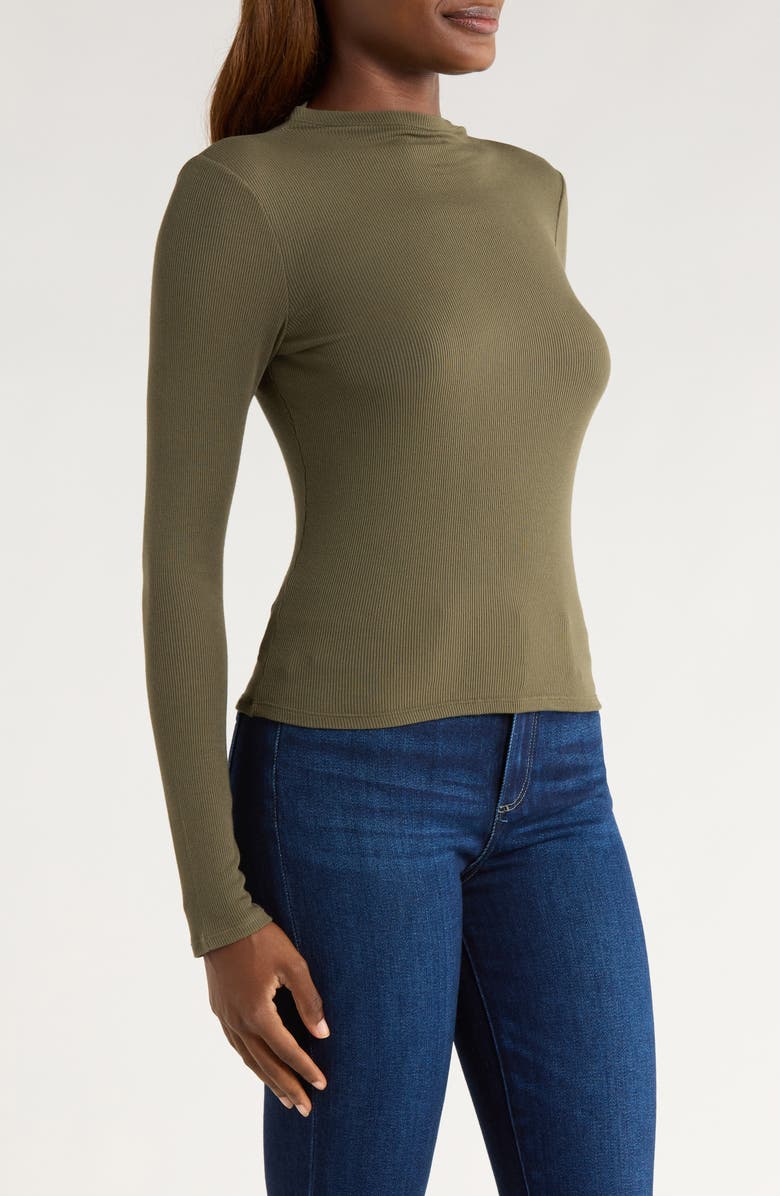 PAIGE Henrietta Long Sleeve Rib Top, Alternate, color, Dark Army