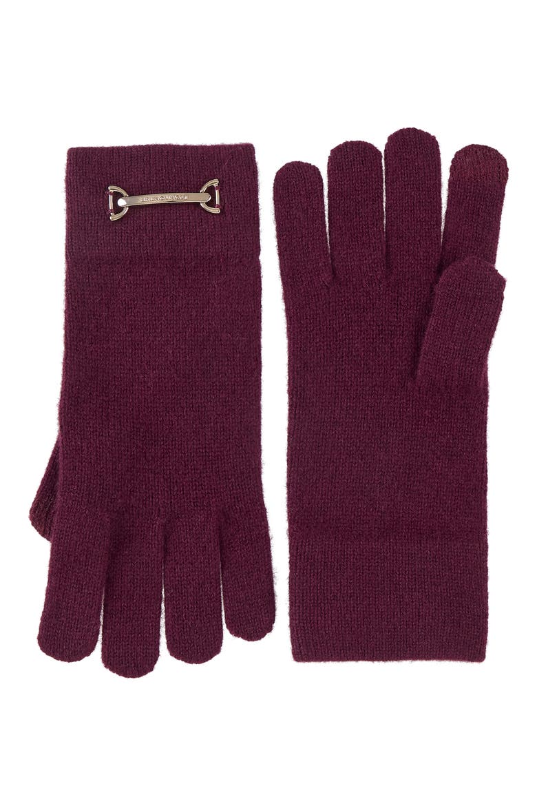 Horsebit Cashmere Tech Gloves, Main, color, FIG