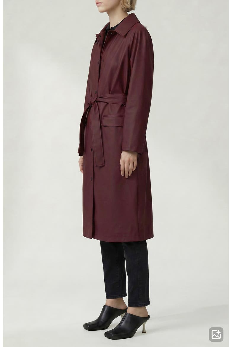 Janice Tie Waist Water Repellent Coat, Alternate, color, PORTO