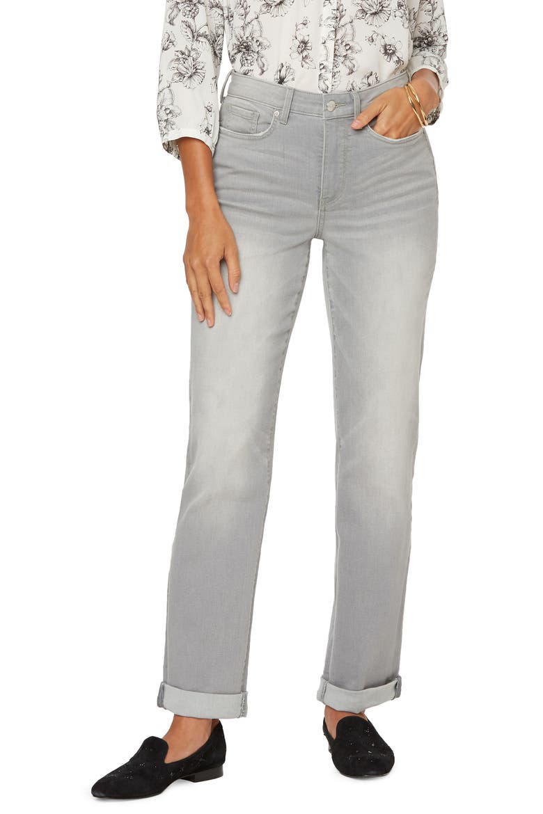 Roll Cuff Relaxed Straight Leg Jeans, Main, color, GRACE
