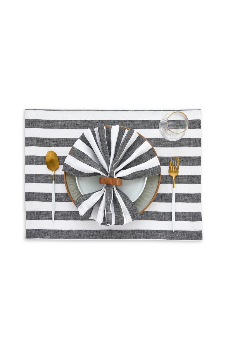 Solino Home Linen Placemats - Sorrento Stripe, Alternate, color, Black And White