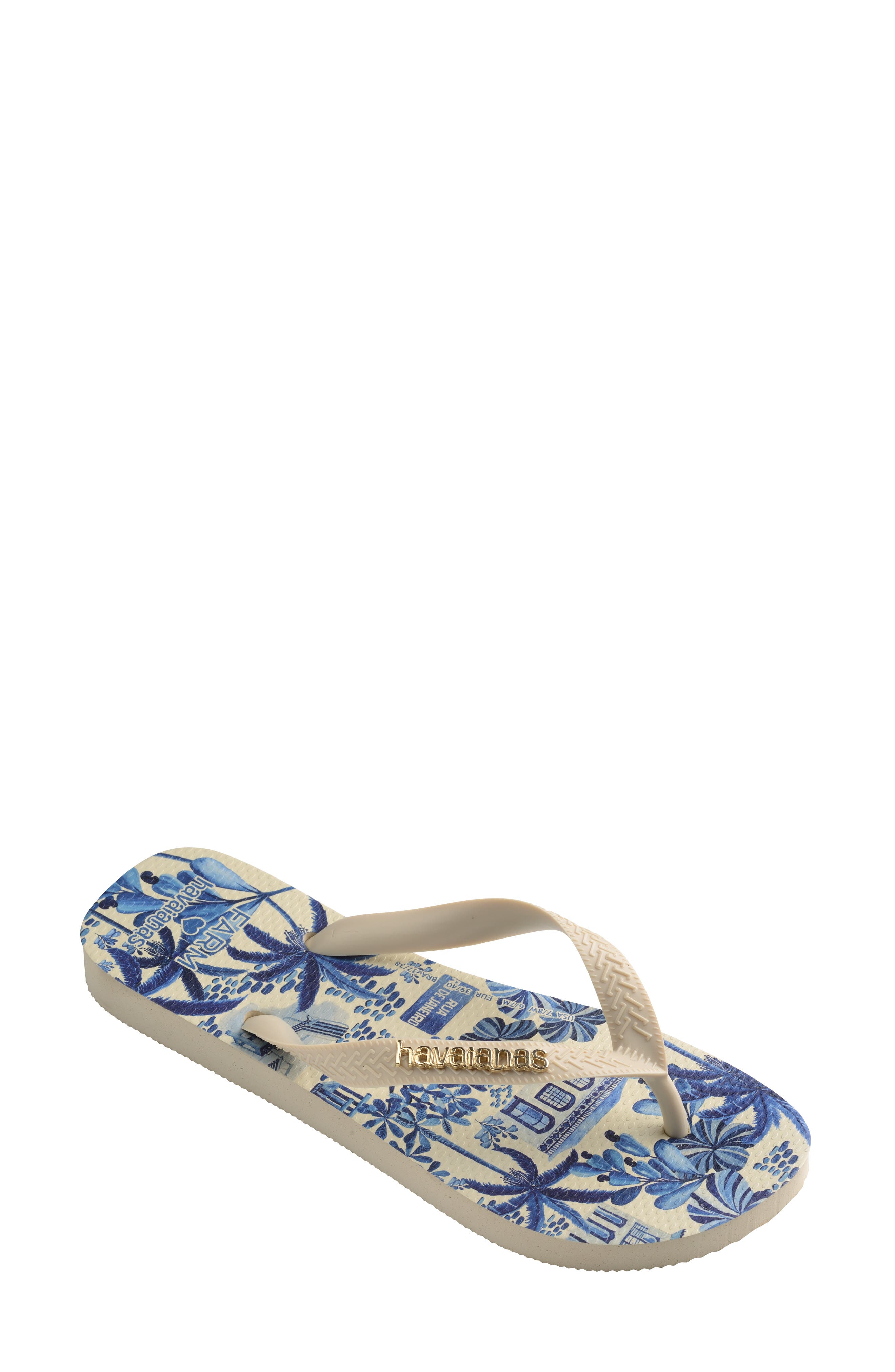 Havaianas x Farm Rio Print Footbed Flip Flop, Alternate, color, Farm Blue Street