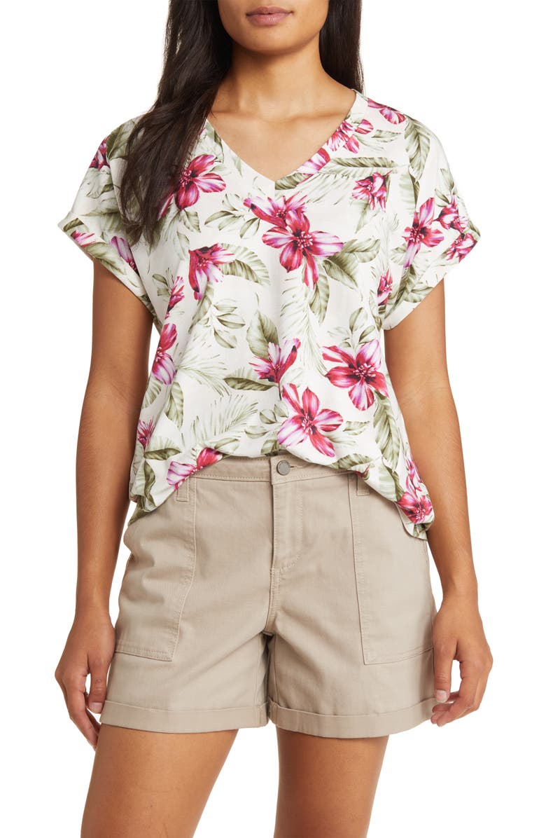 Tommy Bahama Kauai Coastal Petals V-Neck T-Shirt, Main, color,