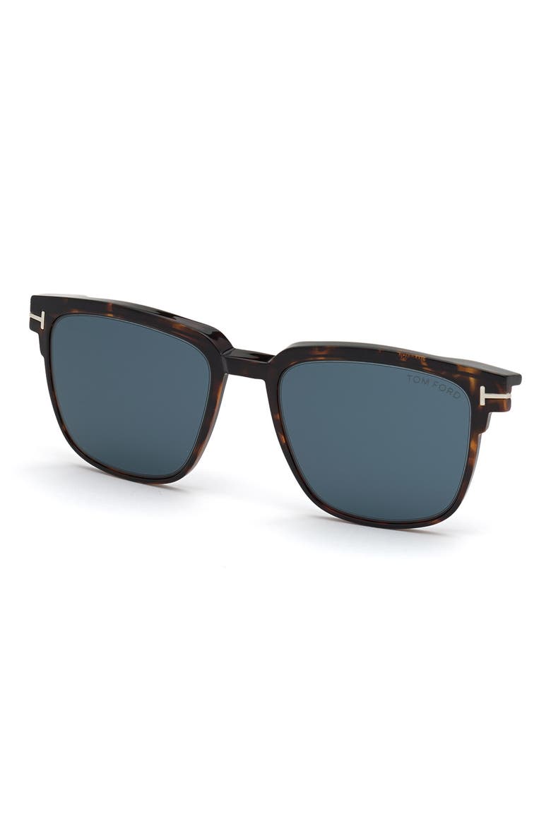 54mm Blue Light Blocking Glasses & Clip-On Sunglasses, Alternate, color, DARK HAVANA/ GUNMETAL/ TEAL