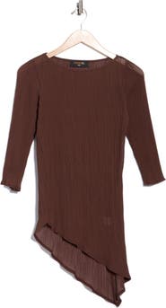 Renee C Asymmetrical Semi Sheer Top