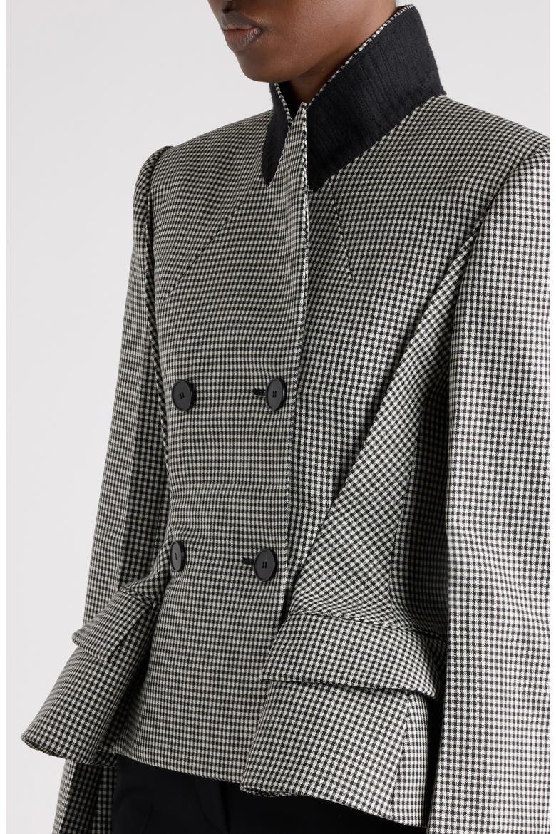 Pinched Peplum Wool & Mohair Jacket, Alternate, color, BLACK/ WHITE