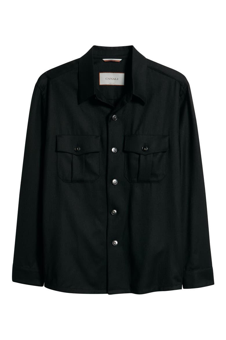 Regular Fit Wool Flannel Overshirt, Alternate, color, BLACK