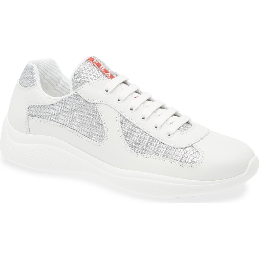 Shop Prada America's Cup Soft Bike Low Top Sneaker In Bianco/argento