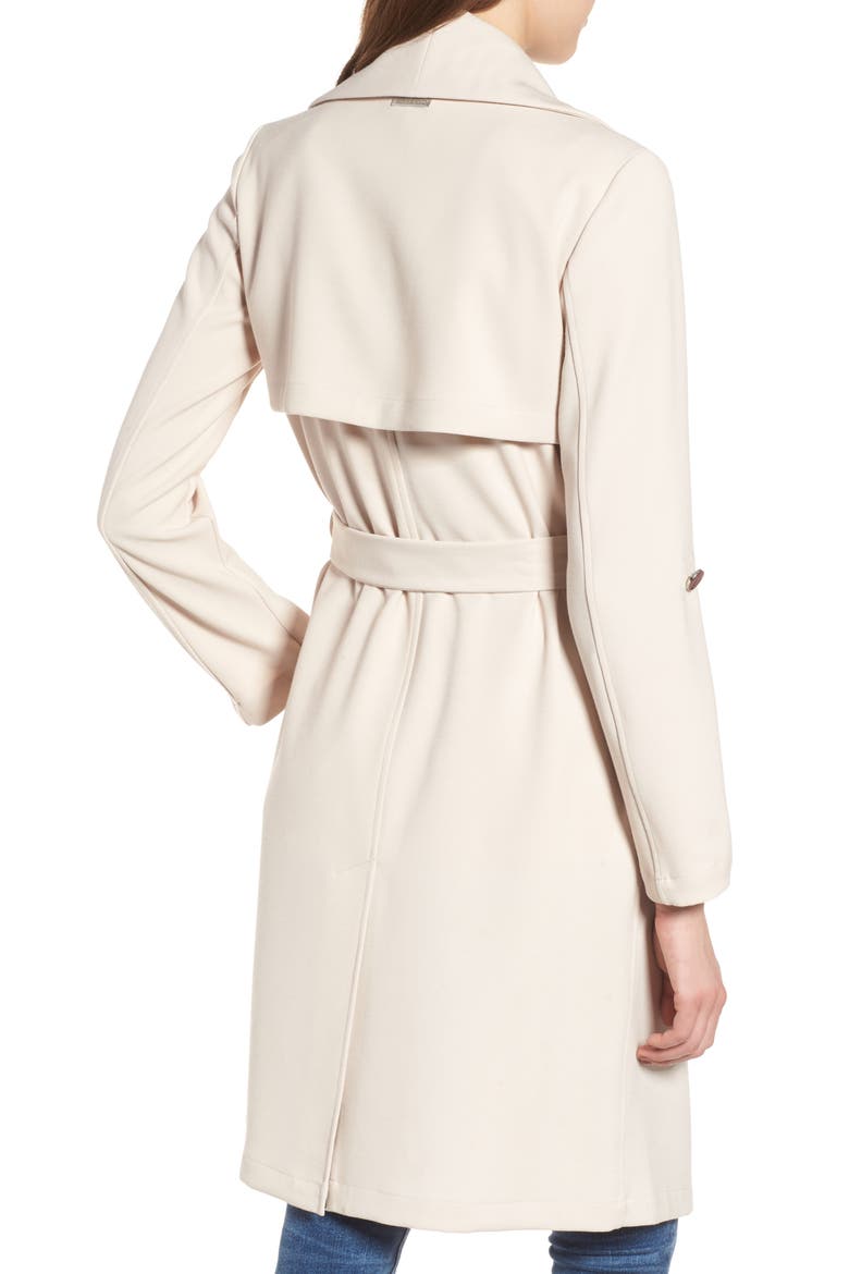 Draped Front Shell Roll Sleeve Drape Front Long Trench Coat (Women) | Nordstromrack