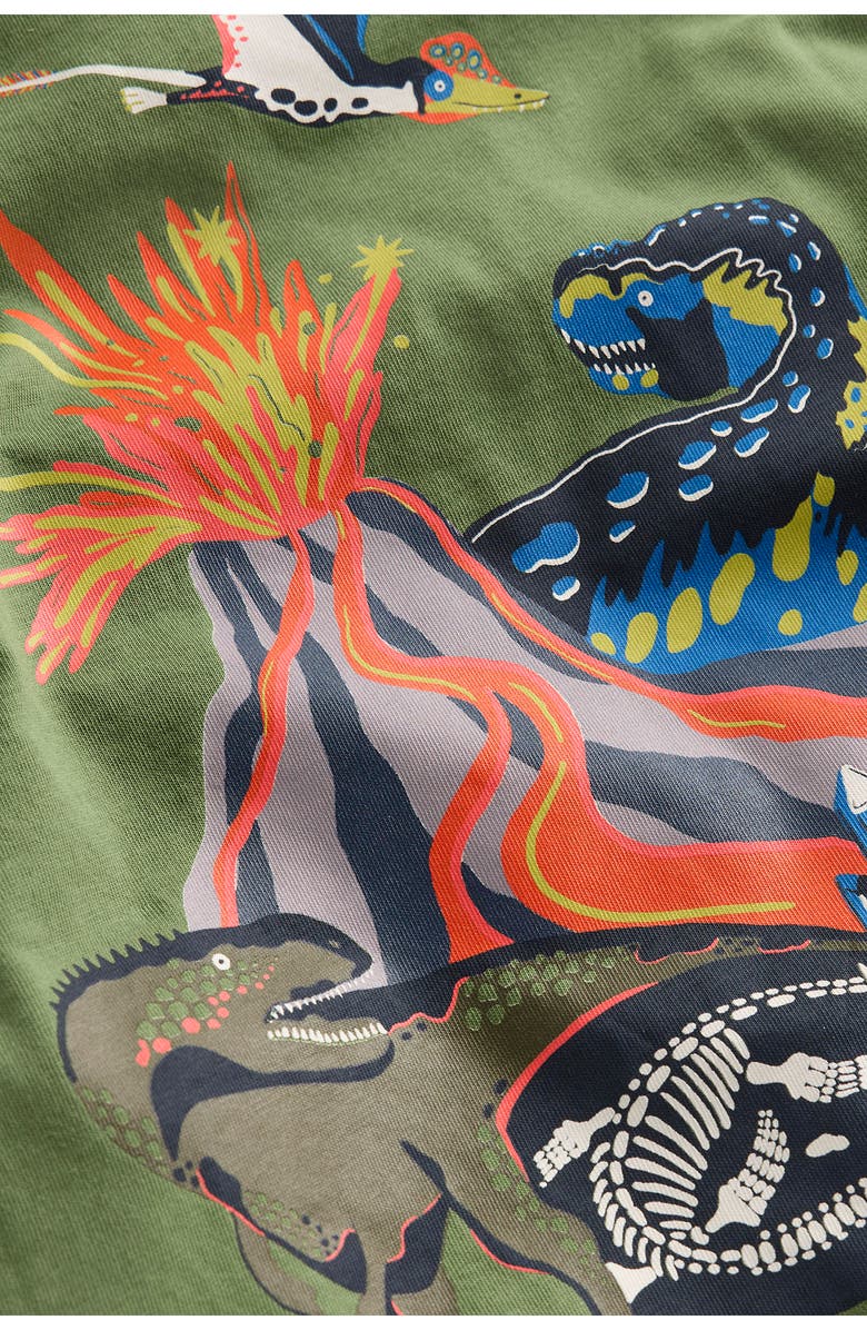 Mini Boden Kids' Dinosaur Long Sleeve Cotton Graphic T-Shirt, Alternate, color, Green