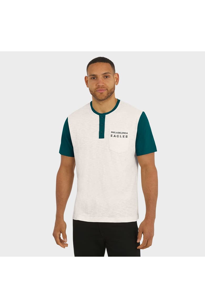 Men's Darius Rucker Collection by Fanatics Cream Philadelphia Eagles Henley Colorblock Slub Pocket T-Shirt, Alternate, color, Cream