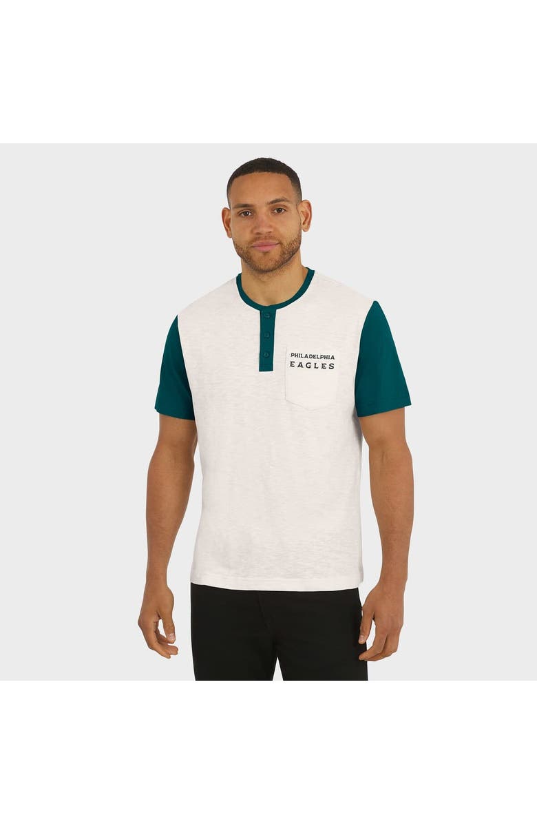Darius Rucker Collection by Fanatics Men's Darius Rucker Collection by Fanatics Cream Philadelphia Eagles Henley Colorblock Slub Pocket T-Shirt, Alternate, color, Cream