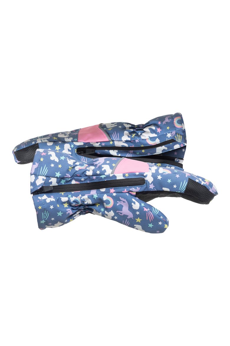 Kids' Color Change Zip Gloves, Alternate, color, NAVY UNICORN
