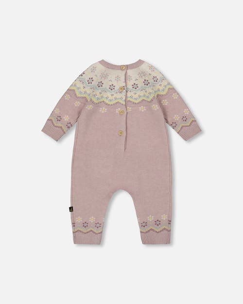Deux Par Deux Jacquard Knitted Romper Keepsake In Pink
