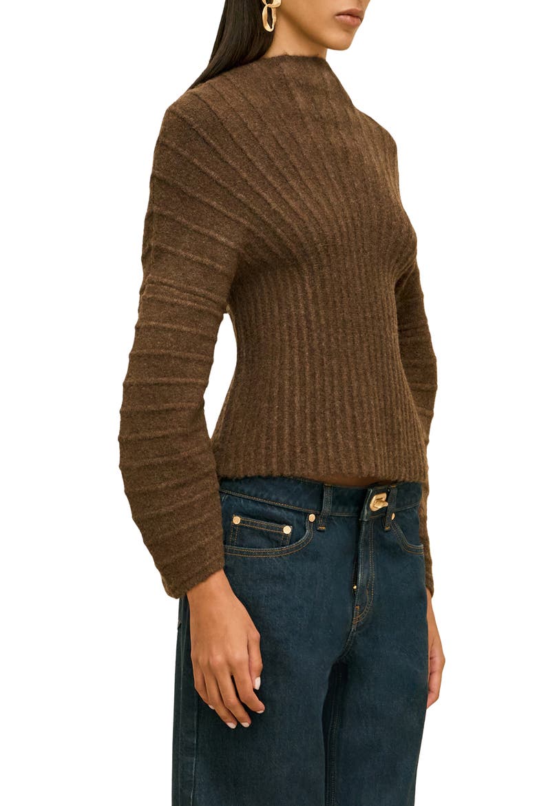 Araki Ribbed Mock Neck Top, Alternate, color, SPARROW