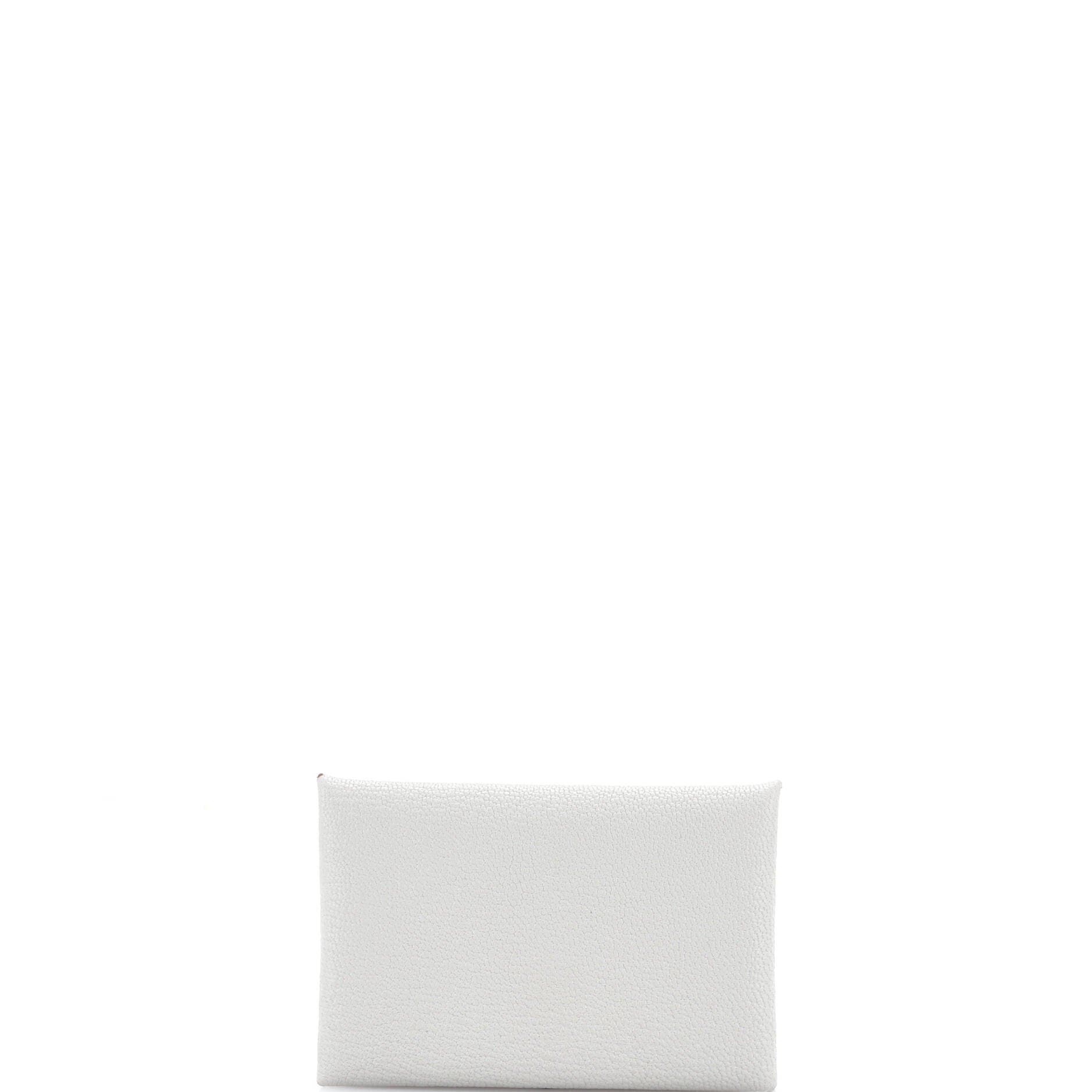 Pre-Owned Hermes Calvi Duo Card Holder Chevre Mysore, Main, color, Gris Perle