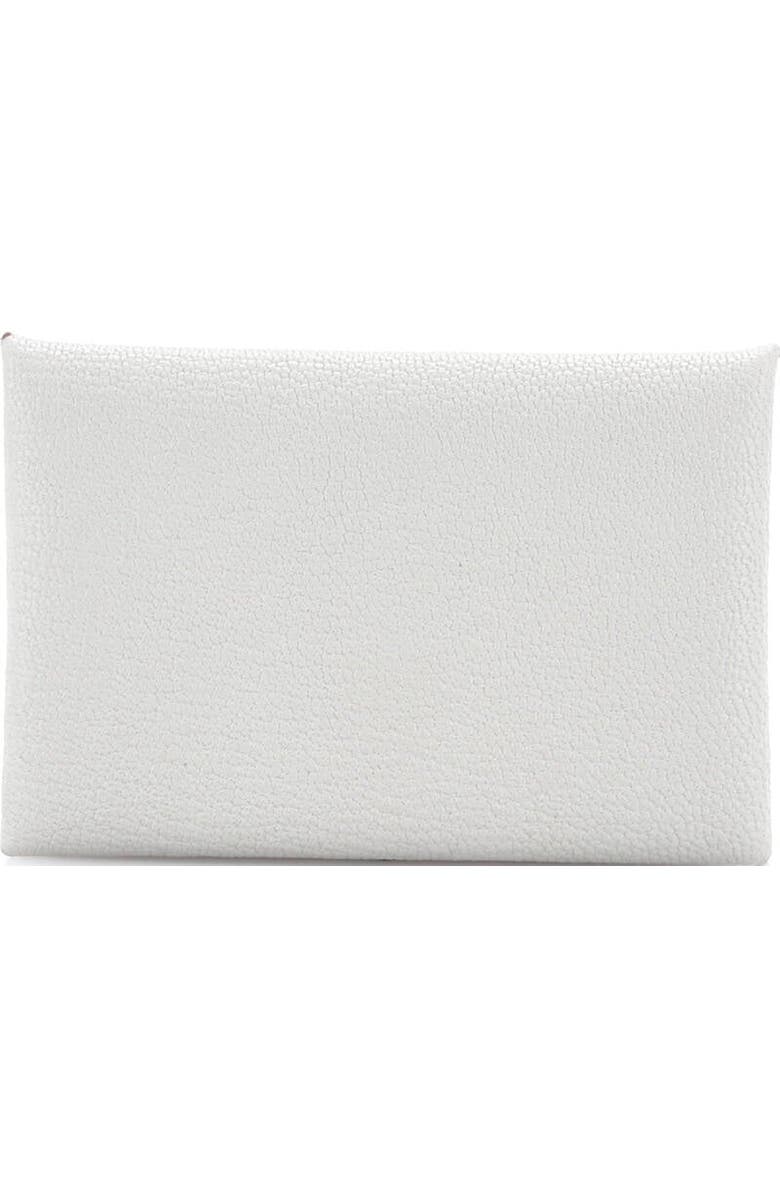 Pre-Owned Hermes Calvi Duo Card Holder Chevre Mysore, Main, color, Gris Perle